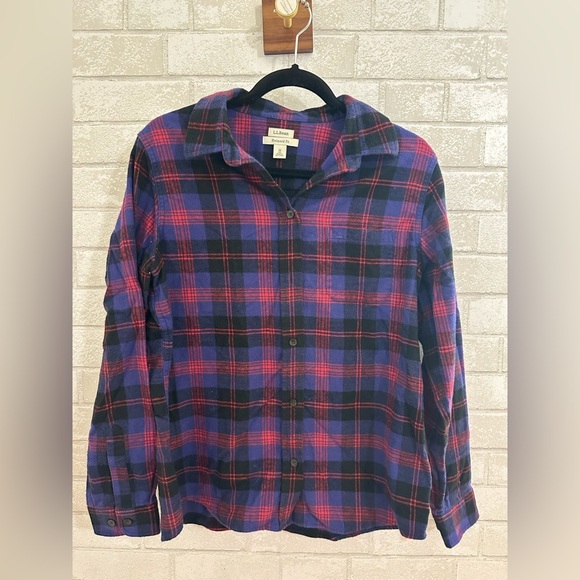 LL Bean Women's Scotch Plaid Flannel Shirt, Tunic Relaxed Fit Size M #1879 - Picture 1 of 5